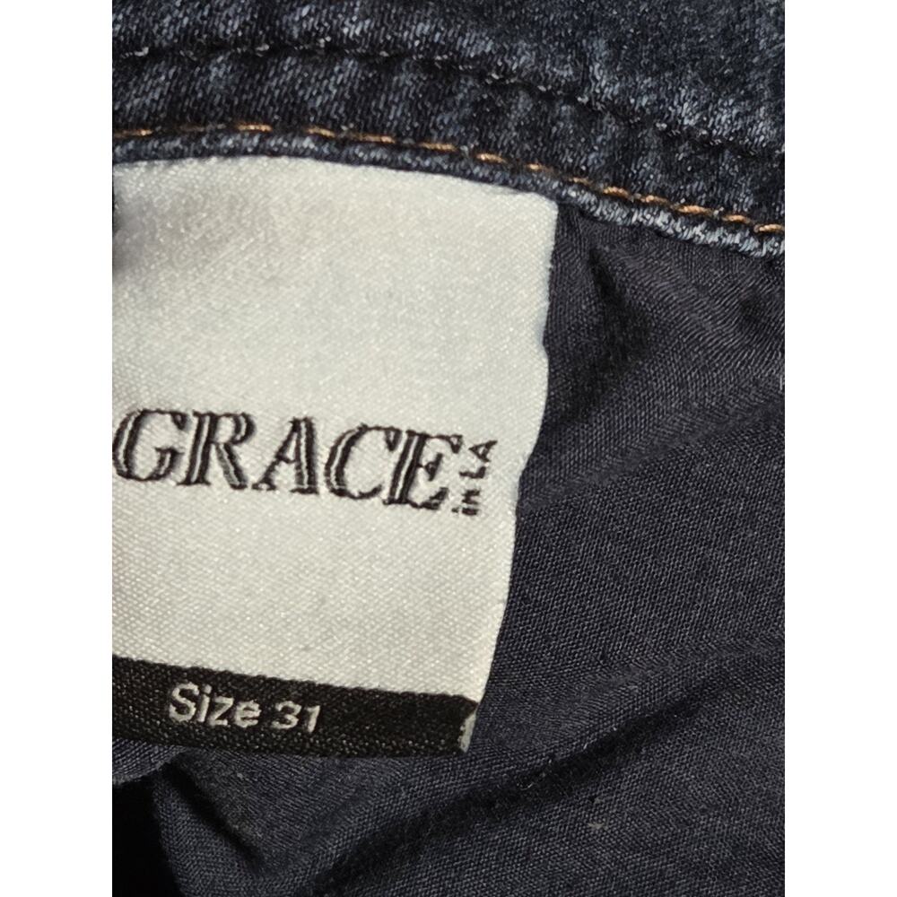 Grace In LA Jeans Size 31 Womens Bootcut Blue Easy Fit Embellished Y2K - Picture 10 of 11